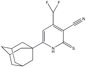 6-(1-adamantyl)-4-(difluoromethyl)-2-thioxo-1,2-dihydro-3-pyridinecarbonitrile Struktur