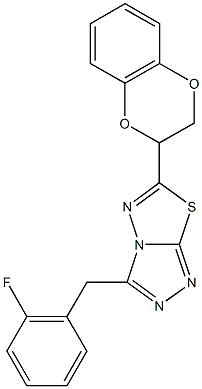 6-(2,3-dihydro-1,4-benzodioxin-2-yl)-3-(2-fluorobenzyl)[1,2,4]triazolo[3,4-b][1,3,4]thiadiazole Struktur