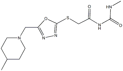 N-methyl-N'-[({5-[(4-methyl-1-piperidinyl)methyl]-1,3,4-oxadiazol-2-yl}sulfanyl)acetyl]urea Struktur