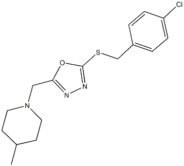 4-chlorobenzyl 5-[(4-methyl-1-piperidinyl)methyl]-1,3,4-oxadiazol-2-yl sulfide Struktur