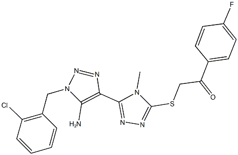 2-({5-[5-amino-1-(2-chlorobenzyl)-1H-1,2,3-triazol-4-yl]-4-methyl-4H-1,2,4-triazol-3-yl}sulfanyl)-1-(4-fluorophenyl)ethanone Struktur