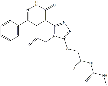 N-({[4-allyl-5-(3-oxo-6-phenyl-2,3,4,5-tetrahydro-4-pyridazinyl)-4H-1,2,4-triazol-3-yl]sulfanyl}acetyl)-N'-methylurea Struktur