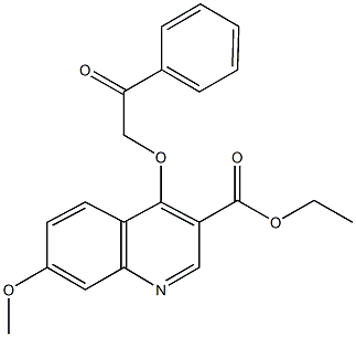 ethyl 7-methoxy-4-(2-oxo-2-phenylethoxy)-3-quinolinecarboxylate Struktur