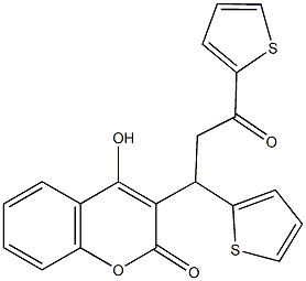 4-hydroxy-3-[3-oxo-1,3-di(2-thienyl)propyl]-2H-chromen-2-one Struktur