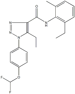 1-[4-(difluoromethoxy)phenyl]-5-ethyl-N-(2-ethyl-6-methylphenyl)-1H-1,2,3-triazole-4-carboxamide Struktur