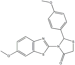 3-(6-methoxy-1,3-benzothiazol-2-yl)-2-(4-methoxyphenyl)-1,3-thiazolidin-4-one Struktur