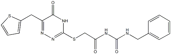 N-benzyl-N'-({[5-oxo-6-(2-thienylmethyl)-4,5-dihydro-1,2,4-triazin-3-yl]sulfanyl}acetyl)urea Struktur