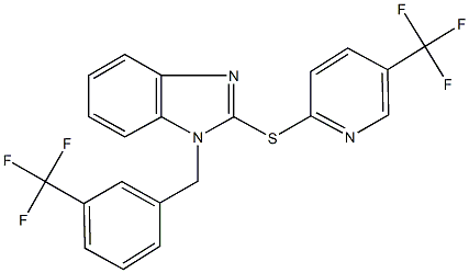 1-[3-(trifluoromethyl)benzyl]-2-{[5-(trifluoromethyl)-2-pyridinyl]sulfanyl}-1H-benzimidazole Struktur