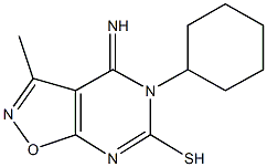 5-cyclohexyl-4-imino-3-methyl-4,5-dihydroisoxazolo[5,4-d]pyrimidin-6-yl hydrosulfide Struktur