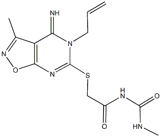 N-{[(5-allyl-4-imino-3-methyl-4,5-dihydroisoxazolo[5,4-d]pyrimidin-6-yl)sulfanyl]acetyl}-N'-methylurea Struktur