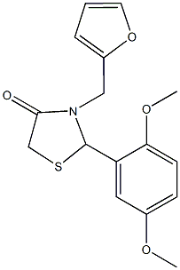 2-(2,5-dimethoxyphenyl)-3-(2-furylmethyl)-1,3-thiazolidin-4-one Struktur