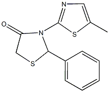 3-(5-methyl-1,3-thiazol-2-yl)-2-phenyl-1,3-thiazolidin-4-one Struktur