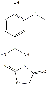 3-(4-hydroxy-3-methoxyphenyl)-3,4-dihydro-2H-[1,3]thiazolo[3,2-b][1,2,4,5]tetraazin-6(7H)-one Struktur