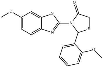 3-(6-methoxy-1,3-benzothiazol-2-yl)-2-(2-methoxyphenyl)-1,3-thiazolidin-4-one Struktur