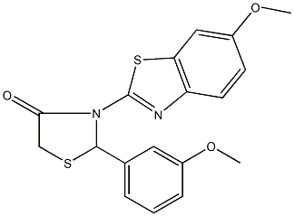 3-(6-methoxy-1,3-benzothiazol-2-yl)-2-(3-methoxyphenyl)-1,3-thiazolidin-4-one Struktur