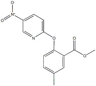 methyl 2-({5-nitro-2-pyridinyl}oxy)-5-methylbenzoate Struktur