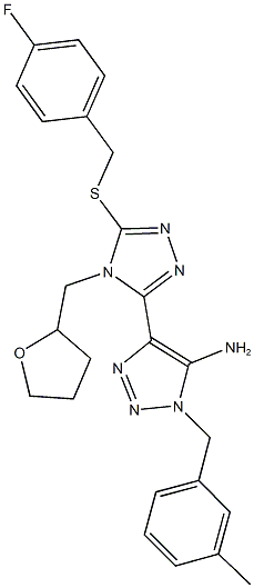 4-[5-[(4-fluorobenzyl)sulfanyl]-4-(tetrahydro-2-furanylmethyl)-4H-1,2,4-triazol-3-yl]-1-(3-methylbenzyl)-1H-1,2,3-triazol-5-ylamine Struktur