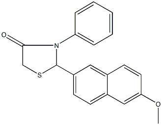 2-(6-methoxy-2-naphthyl)-3-phenyl-1,3-thiazolidin-4-one Struktur