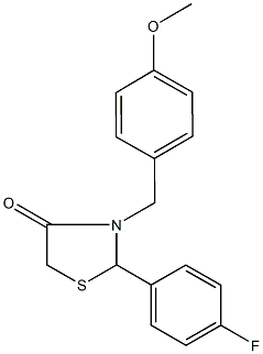 2-(4-fluorophenyl)-3-(4-methoxybenzyl)-1,3-thiazolidin-4-one Struktur