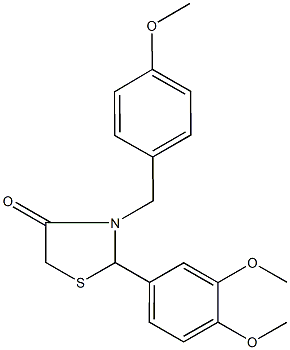 2-(3,4-dimethoxyphenyl)-3-(4-methoxybenzyl)-1,3-thiazolidin-4-one Struktur