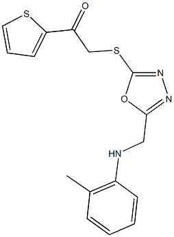 1-(2-thienyl)-2-{[5-(2-toluidinomethyl)-1,3,4-oxadiazol-2-yl]sulfanyl}ethanone Struktur