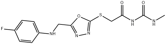 N-[({5-[(4-fluoroanilino)methyl]-1,3,4-oxadiazol-2-yl}sulfanyl)acetyl]-N'-methylurea Struktur