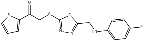 2-({5-[(4-fluoroanilino)methyl]-1,3,4-oxadiazol-2-yl}sulfanyl)-1-(2-thienyl)ethanone Struktur