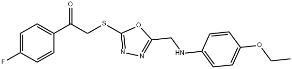 2-({5-[(4-ethoxyanilino)methyl]-1,3,4-oxadiazol-2-yl}sulfanyl)-1-(4-fluorophenyl)ethanone Struktur