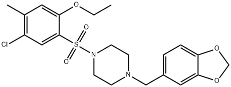 2-{[4-(1,3-benzodioxol-5-ylmethyl)-1-piperazinyl]sulfonyl}-4-chloro-5-methylphenyl ethyl ether Struktur