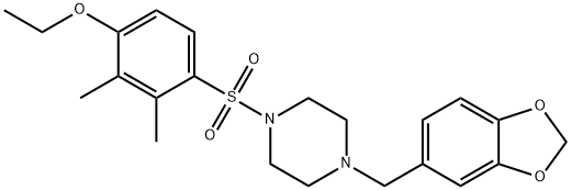 4-{[4-(1,3-benzodioxol-5-ylmethyl)-1-piperazinyl]sulfonyl}-2,3-dimethylphenyl ethyl ether Struktur