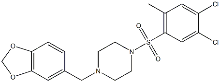 1-(1,3-benzodioxol-5-ylmethyl)-4-[(4,5-dichloro-2-methylphenyl)sulfonyl]piperazine Struktur