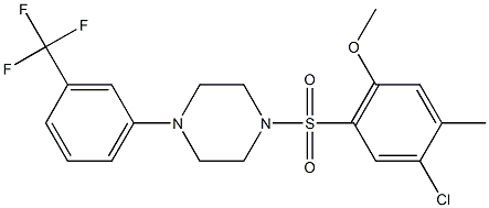 4-chloro-5-methyl-2-({4-[3-(trifluoromethyl)phenyl]-1-piperazinyl}sulfonyl)phenyl methyl ether Struktur