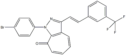 1-(4-bromophenyl)-3-{2-[3-(trifluoromethyl)phenyl]vinyl}cyclohepta[c]pyrazol-8(1H)-one Struktur