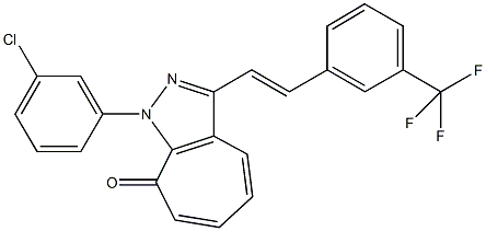 1-(3-chlorophenyl)-3-{2-[3-(trifluoromethyl)phenyl]vinyl}cyclohepta[c]pyrazol-8(1H)-one Struktur