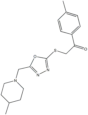 1-(4-methylphenyl)-2-({5-[(4-methyl-1-piperidinyl)methyl]-1,3,4-oxadiazol-2-yl}sulfanyl)ethanone Struktur