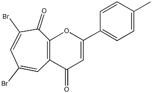 6,8-dibromo-2-(4-methylphenyl)cyclohepta[b]pyran-4,9-dione Struktur