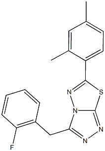 6-(2,4-dimethylphenyl)-3-(2-fluorobenzyl)[1,2,4]triazolo[3,4-b][1,3,4]thiadiazole Struktur