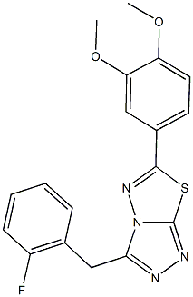 6-(3,4-dimethoxyphenyl)-3-(2-fluorobenzyl)[1,2,4]triazolo[3,4-b][1,3,4]thiadiazole Struktur