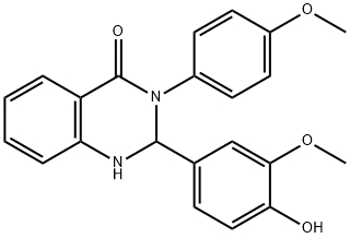 2-(4-hydroxy-3-methoxyphenyl)-3-(4-methoxyphenyl)-2,3-dihydroquinazolin-4(1H)-one Struktur