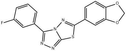 6-(1,3-benzodioxol-5-yl)-3-(3-fluorophenyl)[1,2,4]triazolo[3,4-b][1,3,4]thiadiazole Struktur