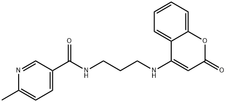 6-methyl-N-{3-[(2-oxo-2H-chromen-4-yl)amino]propyl}nicotinamide Struktur