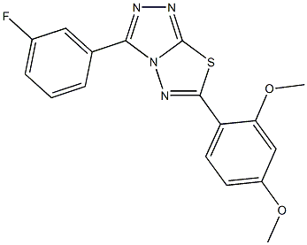 6-(2,4-dimethoxyphenyl)-3-(3-fluorophenyl)[1,2,4]triazolo[3,4-b][1,3,4]thiadiazole Struktur