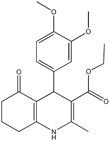 ethyl 4-(3,4-dimethoxyphenyl)-2-methyl-5-oxo-1,4,5,6,7,8-hexahydro-3-quinolinecarboxylate Struktur