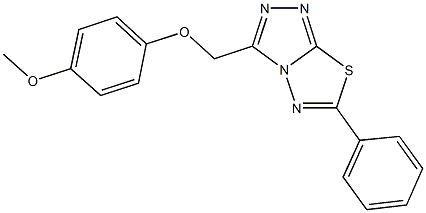 3-[(4-methoxyphenoxy)methyl]-6-phenyl[1,2,4]triazolo[3,4-b][1,3,4]thiadiazole Struktur