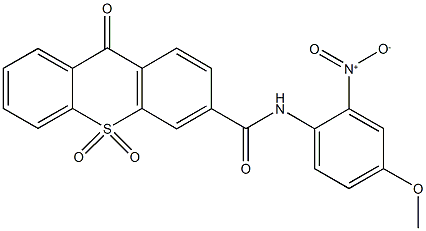 N-{2-nitro-4-methoxyphenyl}-9-oxo-9H-thioxanthene-3-carboxamide 10,10-dioxide Struktur