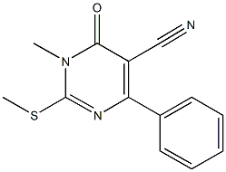 1-methyl-2-(methylsulfanyl)-6-oxo-4-phenyl-1,6-dihydropyrimidine-5-carbonitrile Struktur