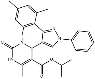 isopropyl 4-(3-mesityl-1-phenyl-1H-pyrazol-4-yl)-6-methyl-2-oxo-1,2,3,4-tetrahydro-5-pyrimidinecarboxylate Struktur