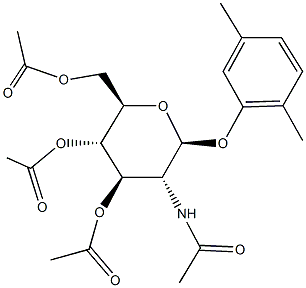 3-(acetylamino)-5-(acetyloxy)-6-[(acetyloxy)methyl]-2-(2,5-dimethylphenoxy)tetrahydro-2H-pyran-4-yl acetate Struktur