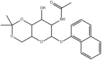 N-[8-hydroxy-2,2-dimethyl-6-(1-naphthyloxy)hexahydropyrano[3,2-d][1,3]dioxin-7-yl]acetamide Struktur