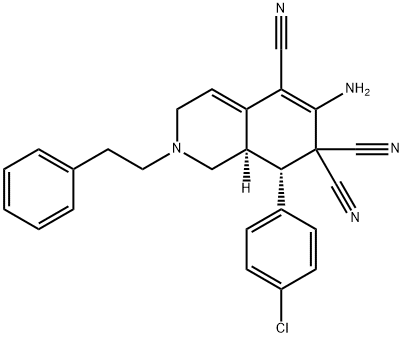 6-amino-8-(4-chlorophenyl)-2-(2-phenylethyl)-2,3,8,8a-tetrahydroisoquinoline-5,7,7(1H)-tricarbonitrile Struktur